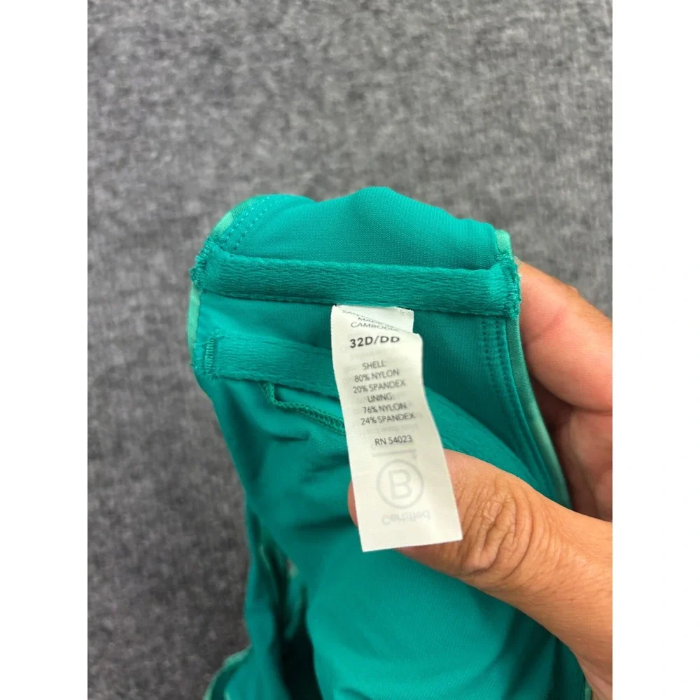 Athleta Bikini Top Womens 32D/DD Green Tie Dye High Neck Racerback Swim